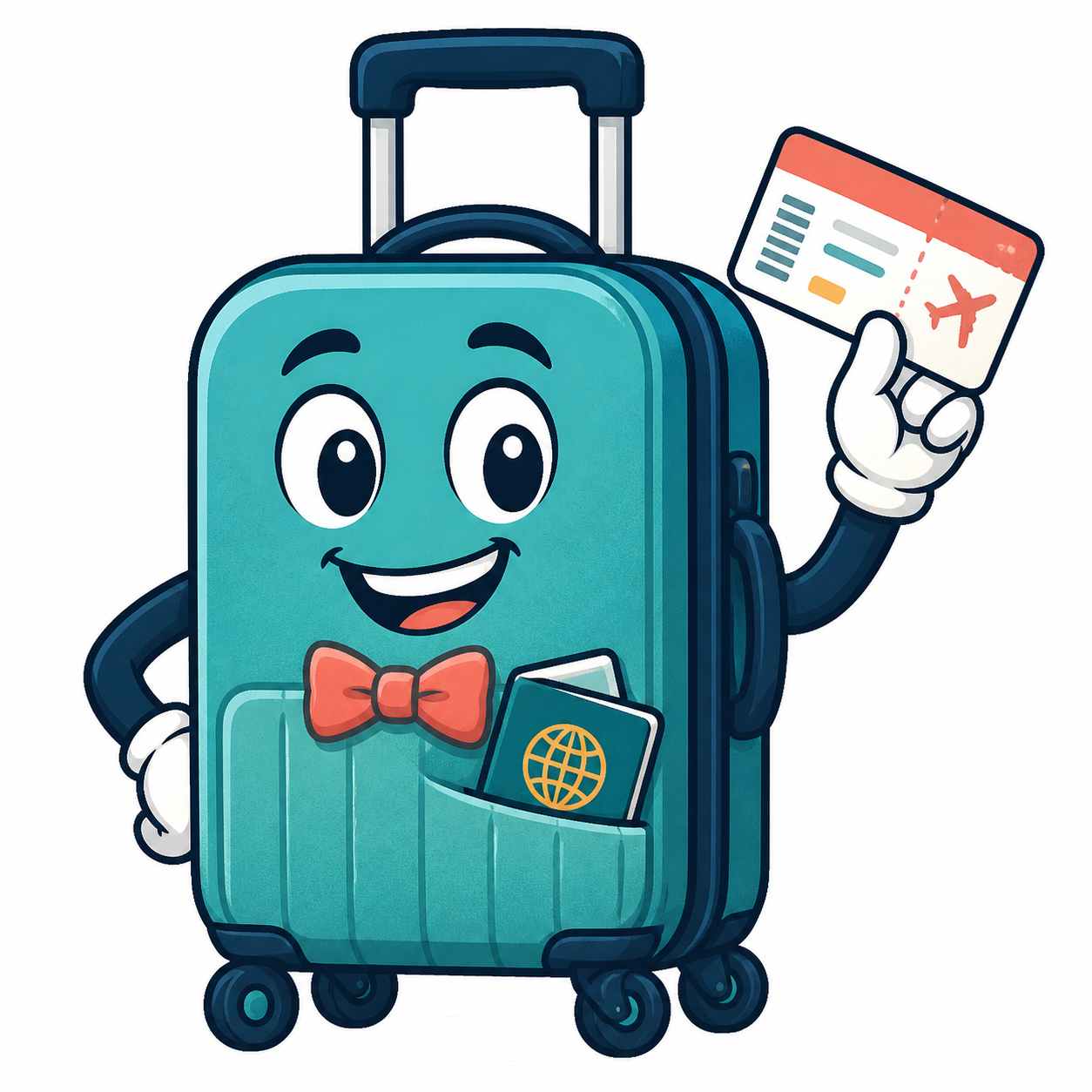 Mr. What to Pack, a cartoon suitcase travel assistant
